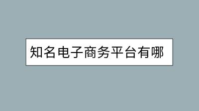 知名电子商务平台有哪些？各自特点是什么？-千羽学社