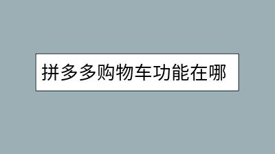 拼多多购物车功能在哪里？如何使用？-千羽学社