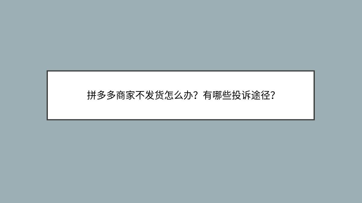 拼多多商家不发货怎么办？有哪些投诉途径？